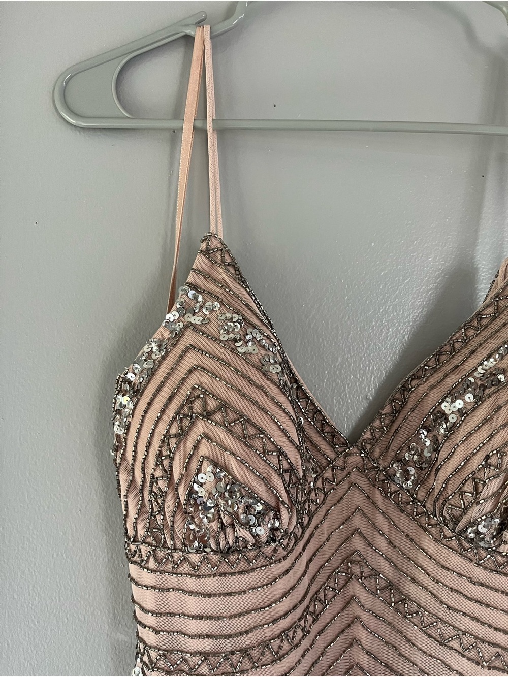 NWT Nordstrom Marina Pale Pink Sequined Gown - Picture 5 of 10